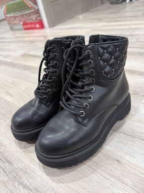 Sonoma Black Quilted Lace-Up Kids Platform Boots